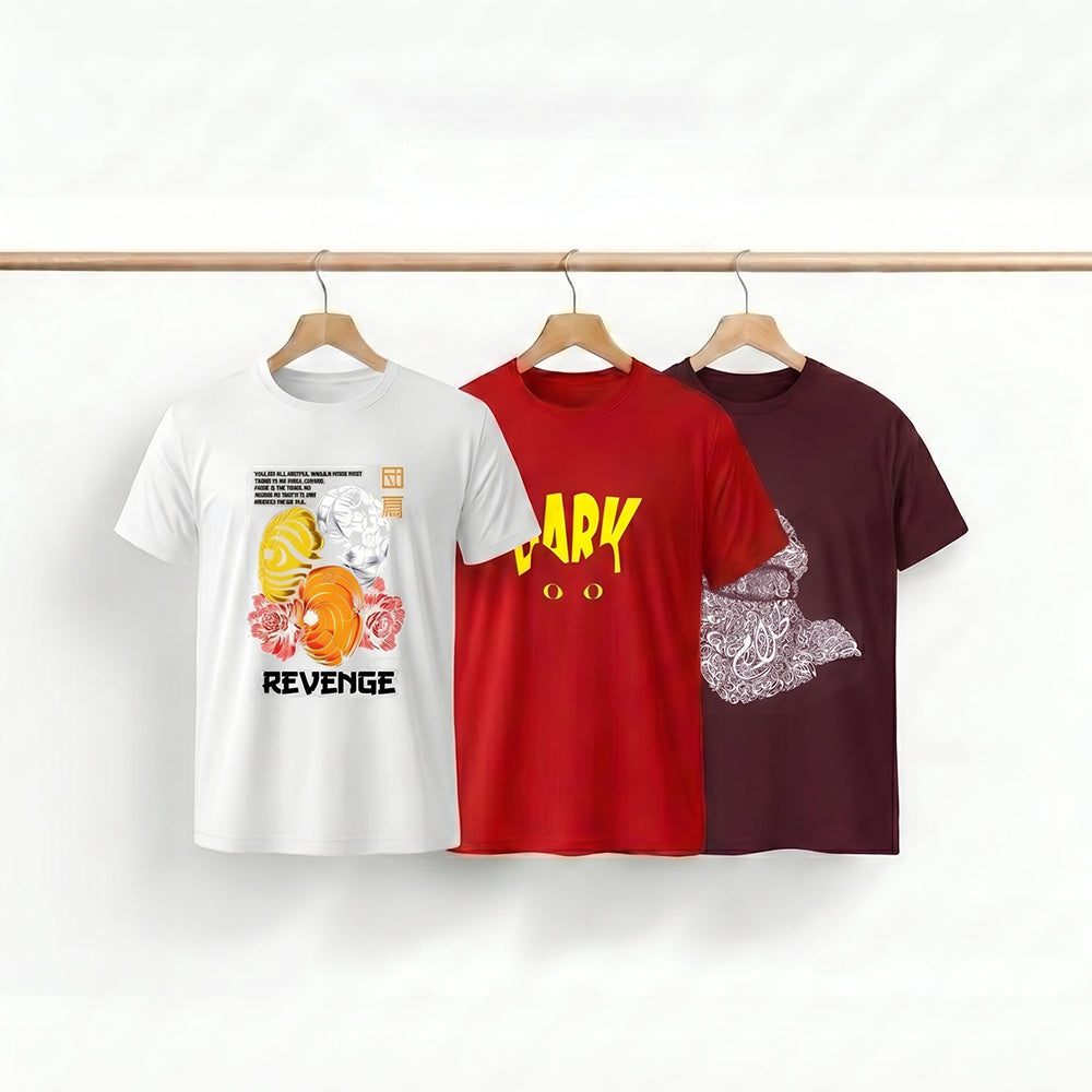 Pack of 3 Graphic Tee Bundle by Rihab