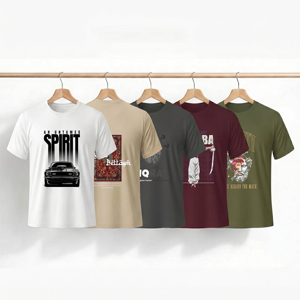 Pack of 5 Graphic Tee Bundle by Rihab