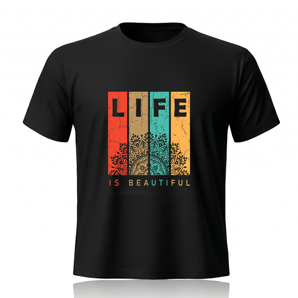 Life Printed Half Sleeve T-Shirt by Rihab