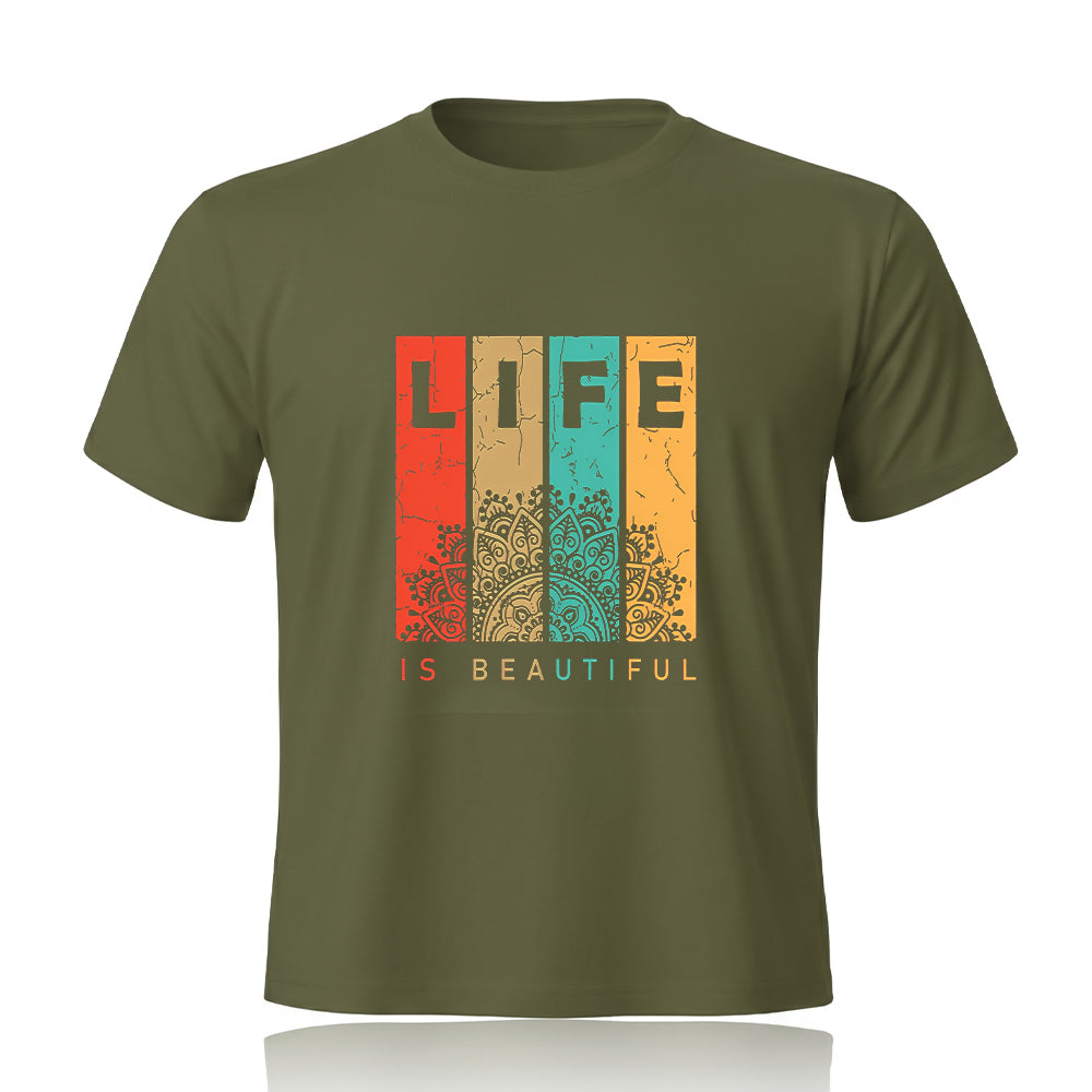 Life Printed Half Sleeve T-Shirt by Rihab