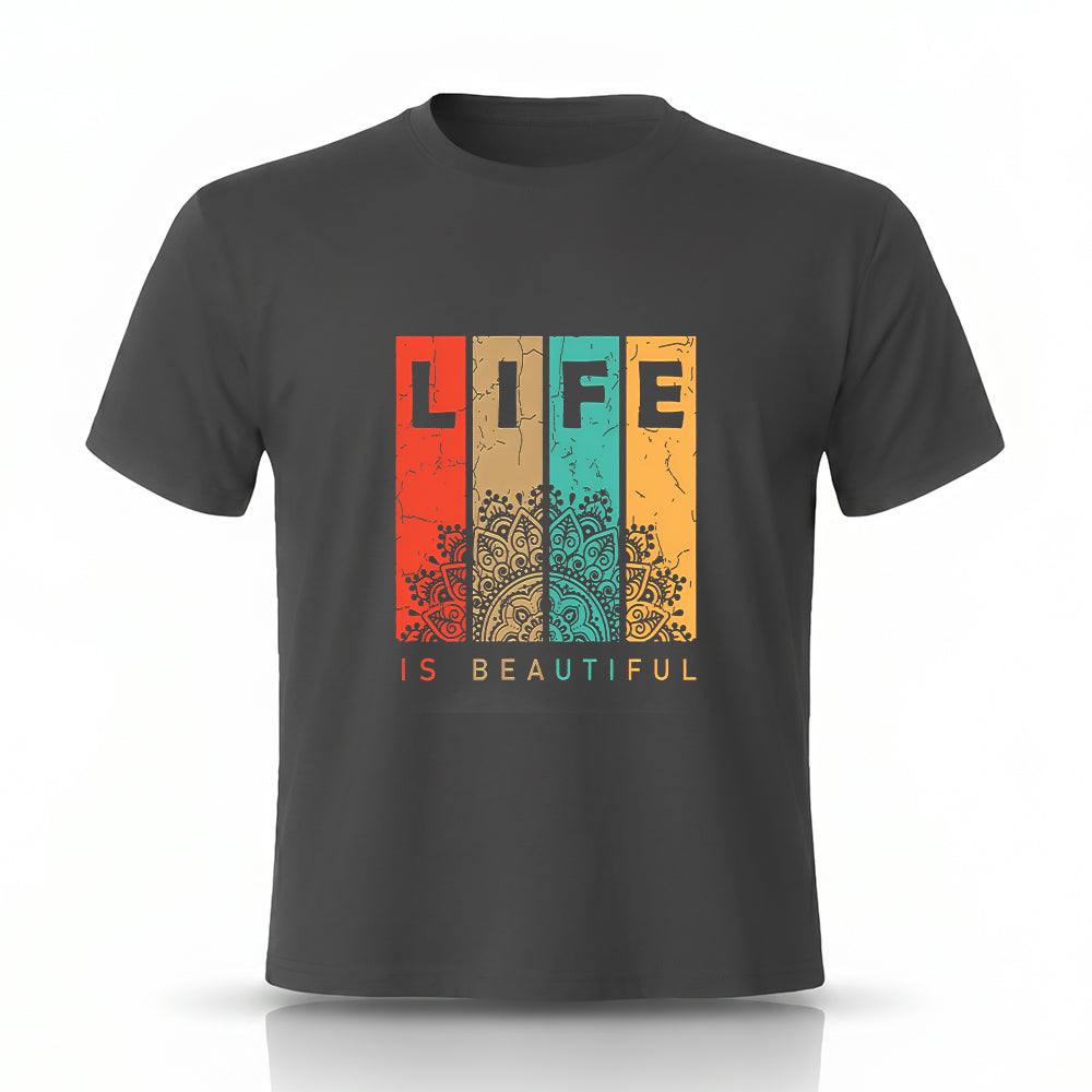 Life Printed Half Sleeve T-Shirt by Rihab