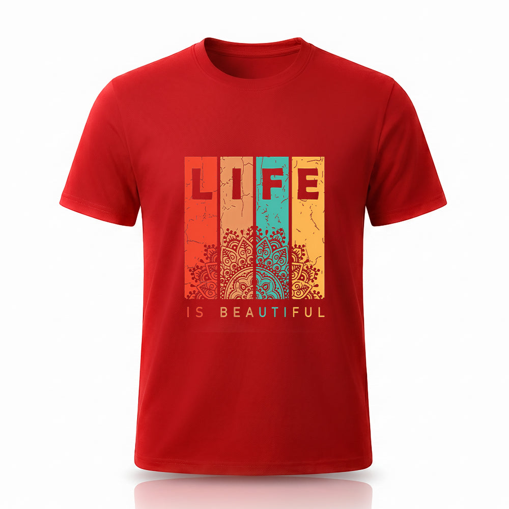 Life Printed Half Sleeve T-Shirt by Rihab