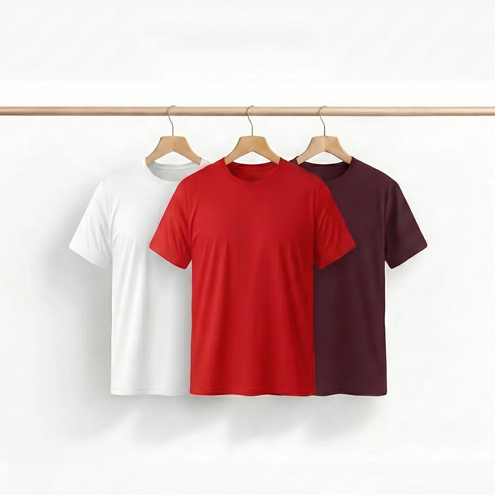 Pack of 3 Classic Plain Tee Bundle by Rihab