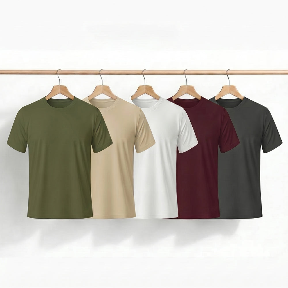 Pack of 5 Classic Plain Tee Bundle by Rihab